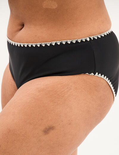 Bas de maillot de bain brod&eacute; noir femme grande taille