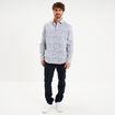 Chemise droite imprim&eacute;e manches longues bleu gris homme