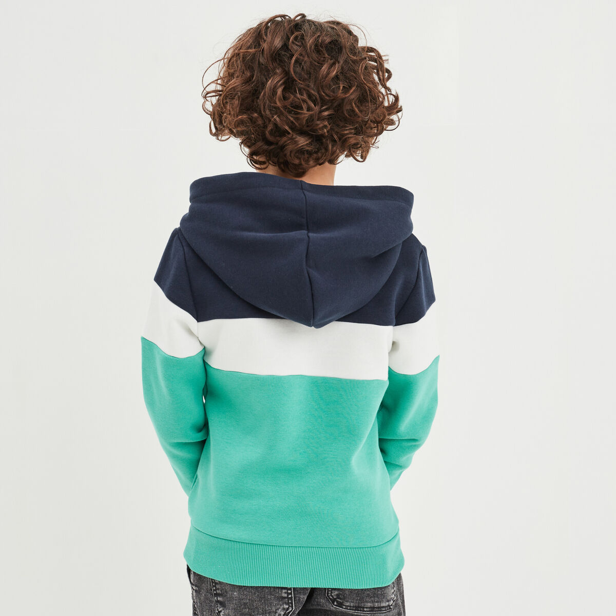 Sweat à capuche hoodie Creeks tricolore bleu marine garçon