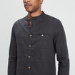 Chemise manches longues lin majoritaire gris foncé homme