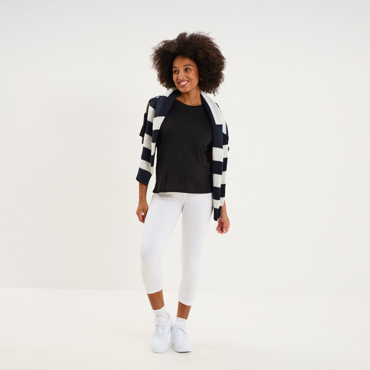 Legging 7/8&egrave;me grossesse blanc femme maternit&eacute;