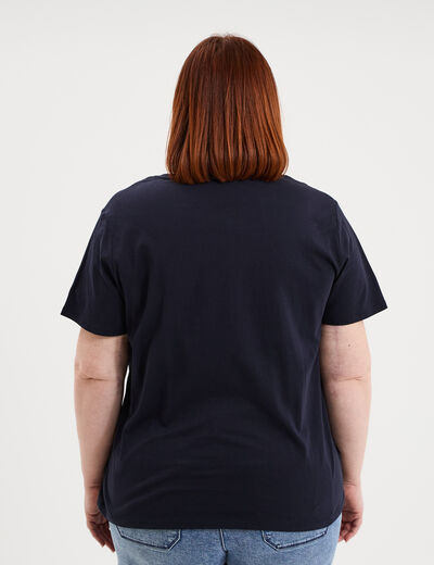 T-shirt manches courtes col rond coton bleu marine femme grande taille