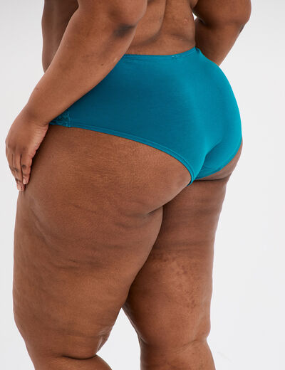 Shorty en coton bleu canard femme grande taille