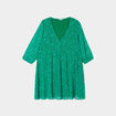 Robe patineuse fils métallisés col en V vert femme grande taille