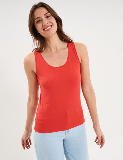 D&eacute;bardeur bretelles larges coton rouge femme