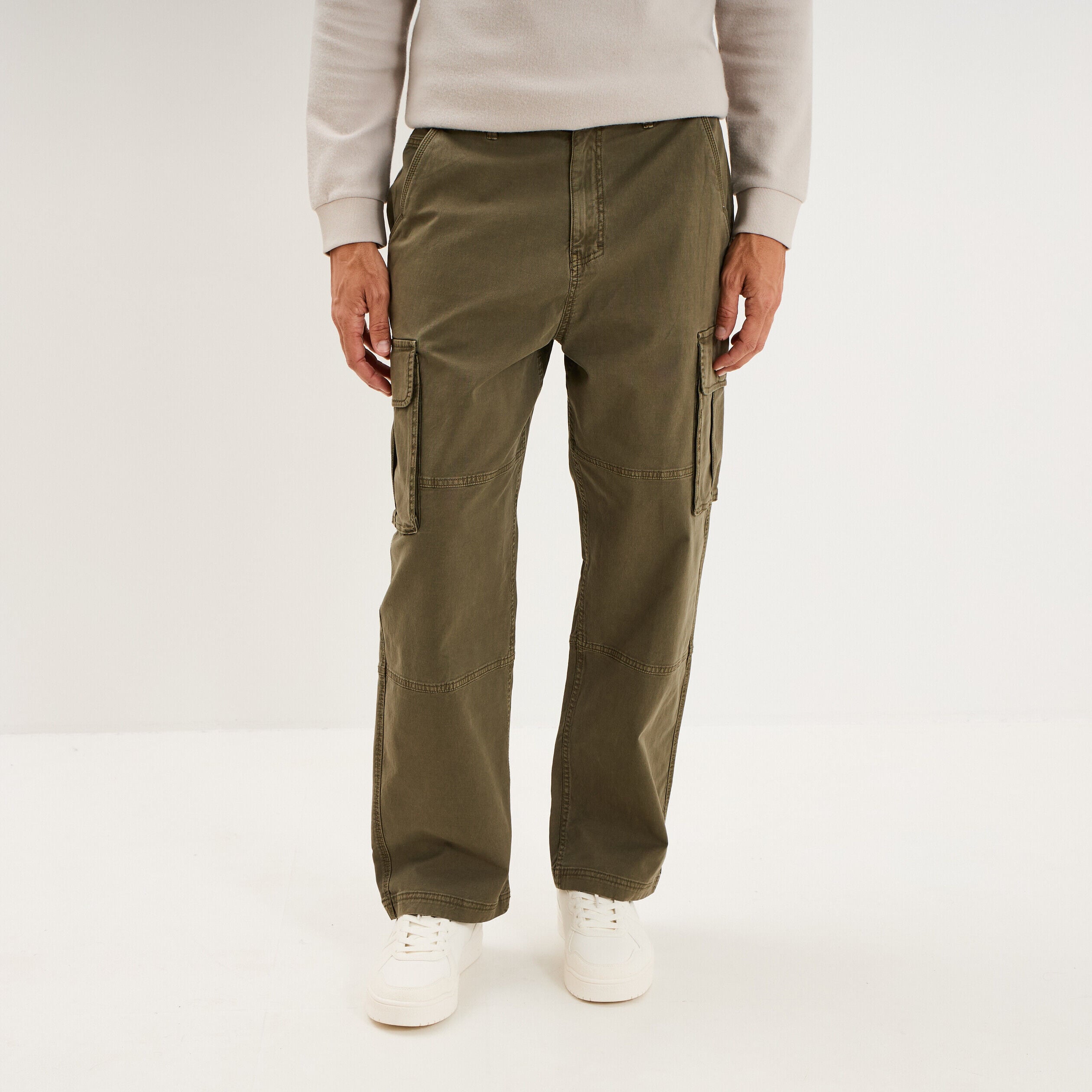 Pantalon cargo large avec poches côtés vert kaki homme LIBERTO