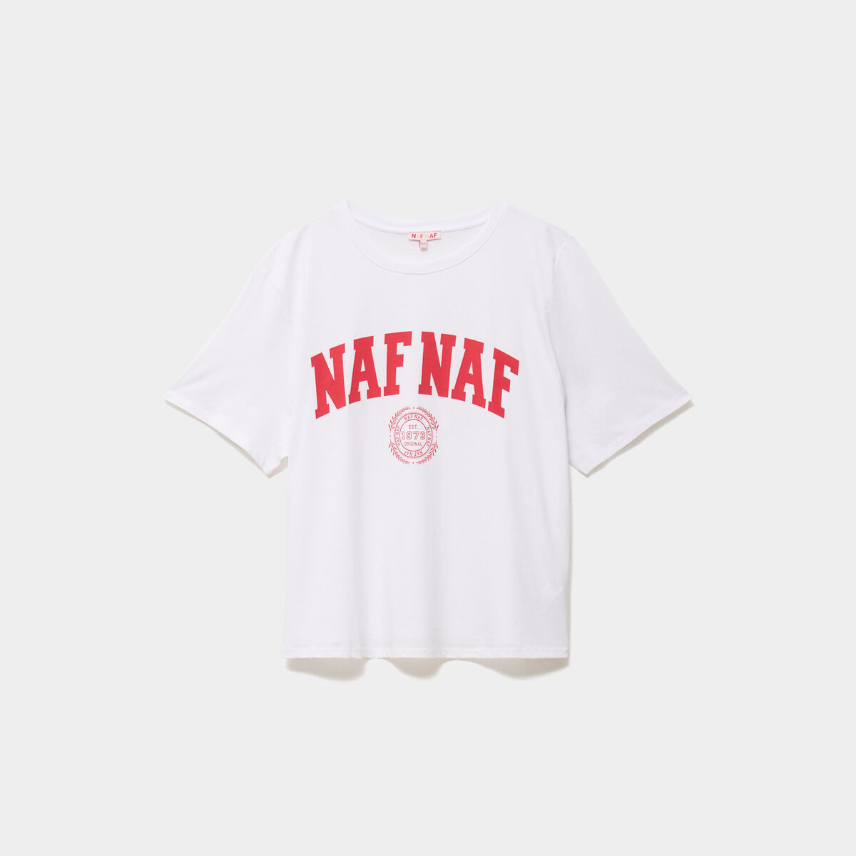 T-shirt loose logo NAF NAF floqu&eacute; blanc femme grande taille