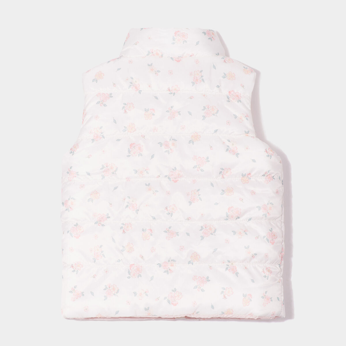 Doudoune réversible sans manches zippée ecru bébé fille
