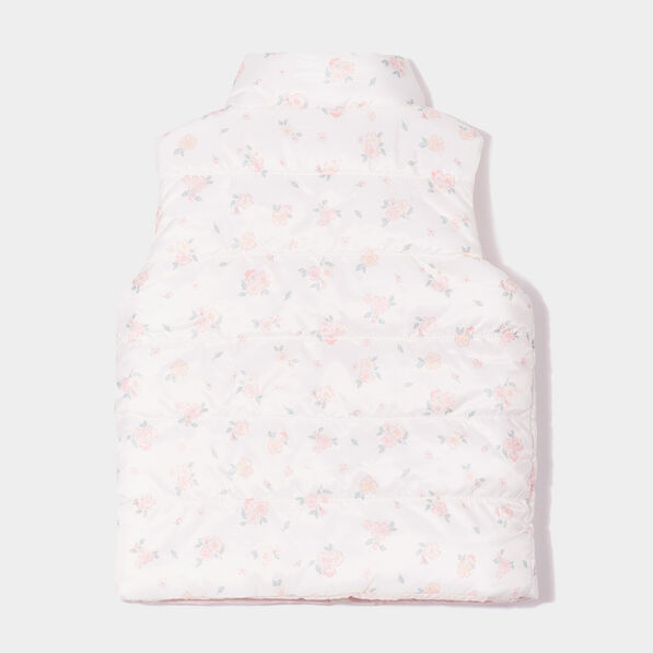 Doudoune réversible sans manches zippée ecru bébé fille