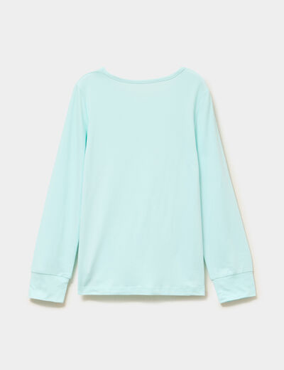Ensemble pyjama 2 pi&egrave;ces bleu turquoise fille