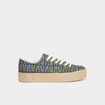 Tennis basses semelles en corde bleu femme