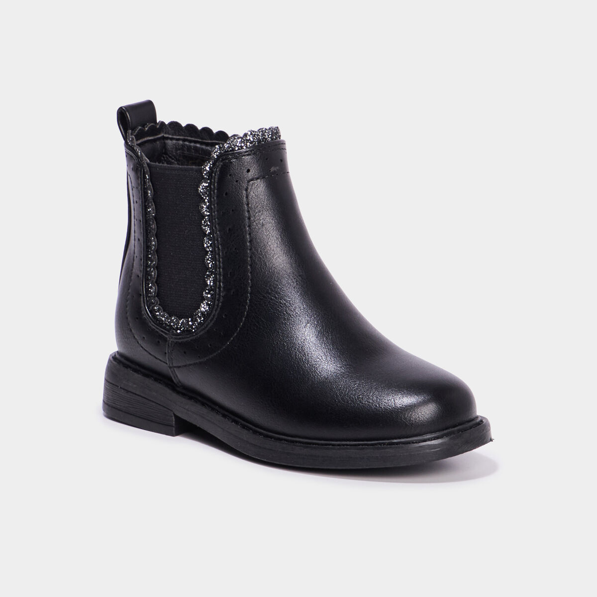 Boots chelsea &agrave; talon plat noir fille