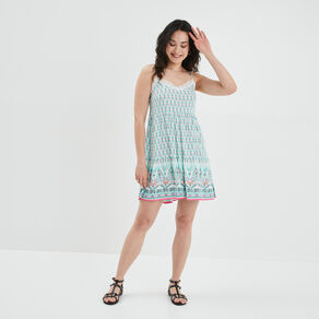 robe evasee volantee a bretelles ecru femme Robe évasée volantée à bretelles ecru femme