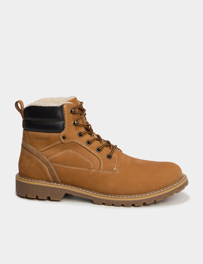 Bottines montantes &agrave; lacets en cuir marron clair homme