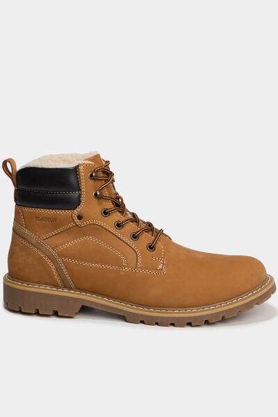 Bottines montantes &agrave; lacets en cuir marron clair homme