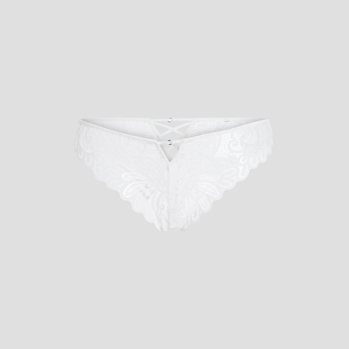 Tanga en dentelle ivoire femme