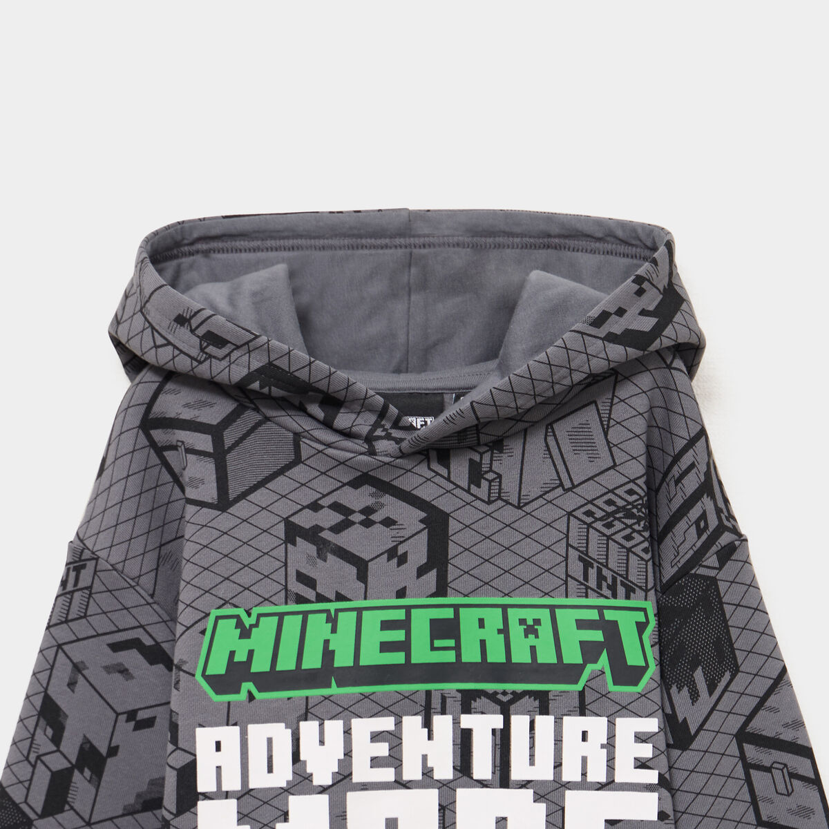 Sweat hoodie droit Minecraft gris fonc&eacute; gar&ccedil;on