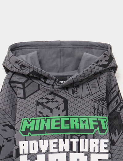 Sweat hoodie droit Minecraft gris fonc&eacute; gar&ccedil;on