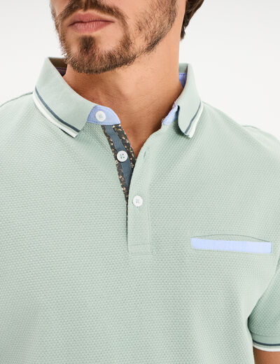 Polo piqu&eacute; manches courtes coton vert pastel homme