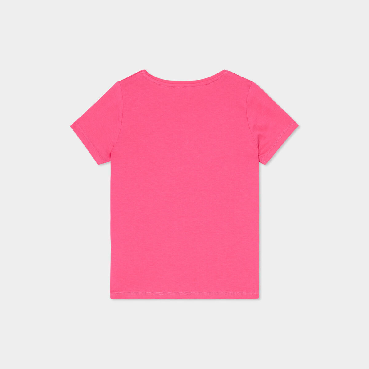T-shirt manches courtes en coton rose fushia fille