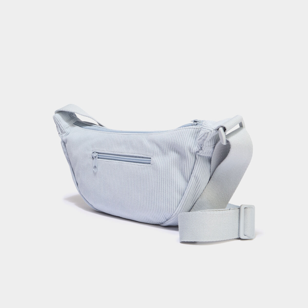 Sac banane effet velours c&ocirc;tel&eacute; bleu gris femme