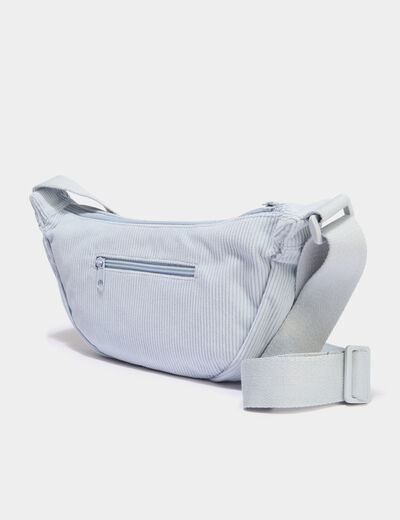 Sac banane effet velours c&ocirc;tel&eacute; bleu gris femme