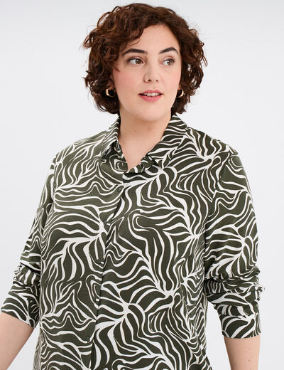 Chemise manches longues vert kaki femme grande taille