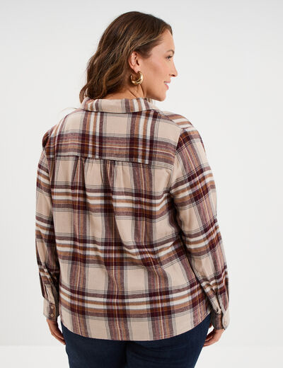 Blouse droite manches longues beige femme grande taille