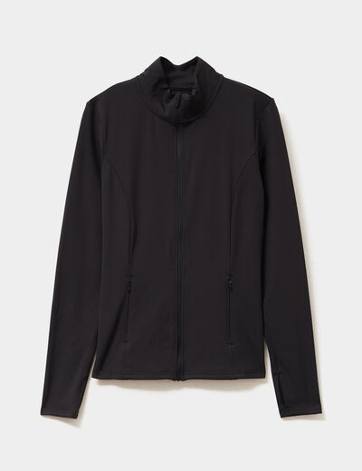 Veste de sport ajust&eacute;e avec fermeture noir femme