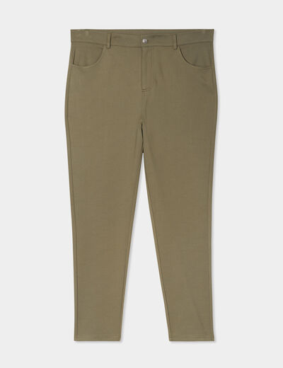 Pantalon skinny taille standard vert kaki femme grande taille