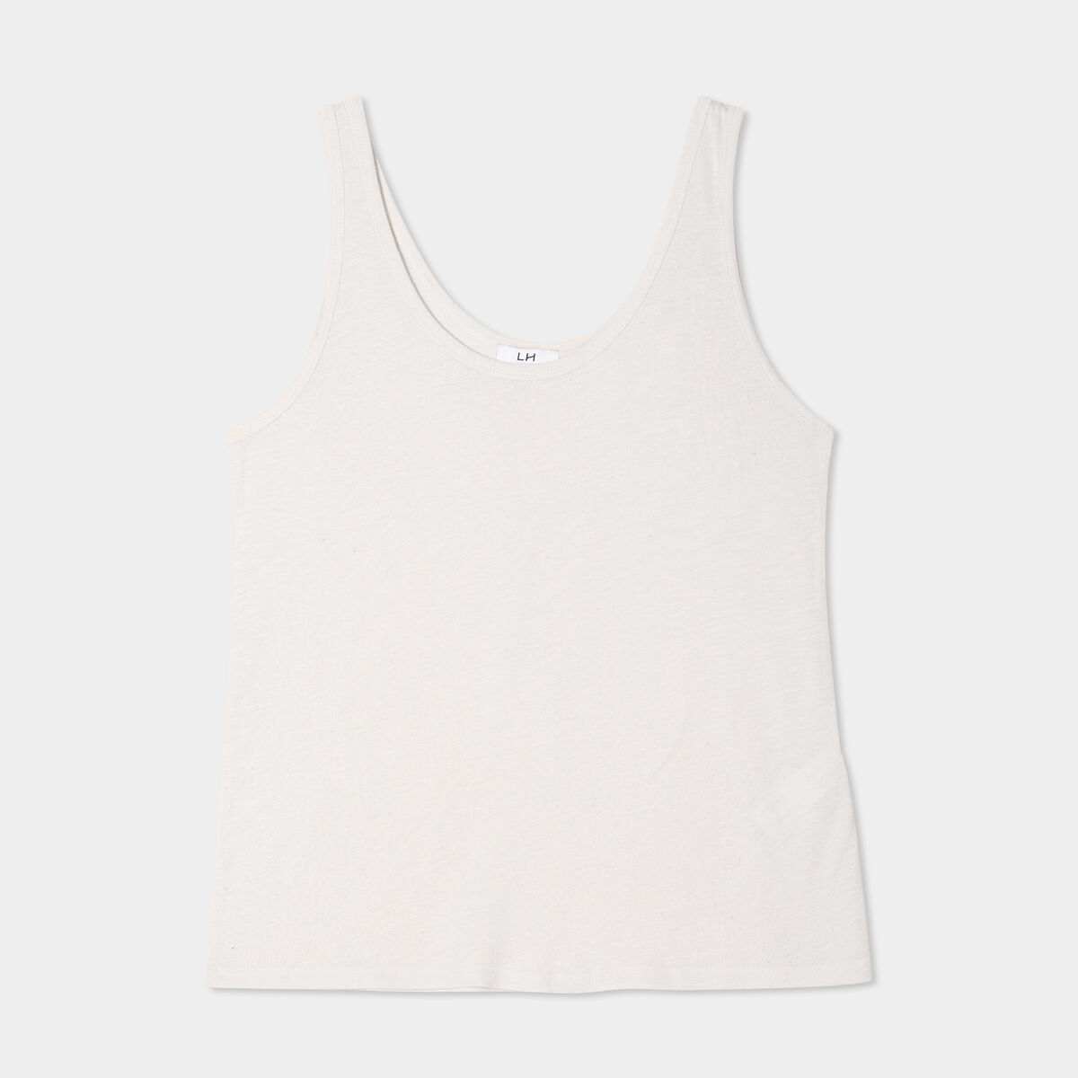 Débardeur col rond lin mélangé gris clair femme