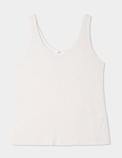 Débardeur col rond lin mélangé gris clair femme