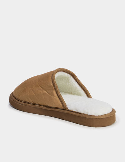 Chaussons mules doublure effet polaire camel homme