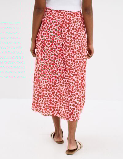Jupe midi fendue fluide rouge femme
