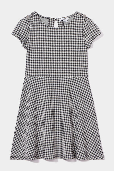 Robe patineuse manches courtes ecru fille