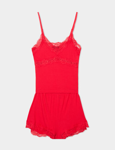Ensemble pyjama short et débardeur rouge femme