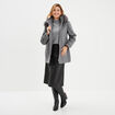 Manteau zipp&eacute; capuche fausse fourrure gris femme