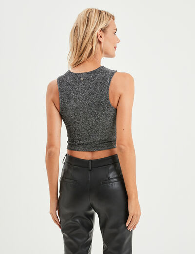 Débardeur cropped détail épaule Liberto noir femme