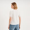 Blouse manches courtes col V dentelle blanc femme