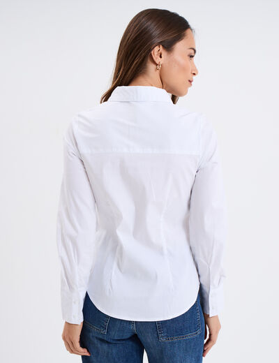 Chemise cintrée manches longues blanc femme
