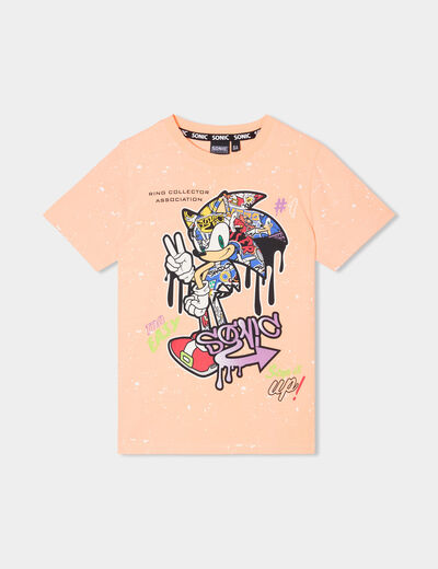 T-shirt manches courtes coton Sonic orange fluo garçon