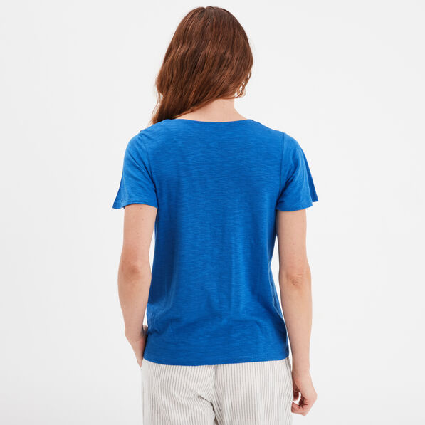 t shirt manches courtes epaules smockees bleu roi femme T-shirt manches courtes épaules smockées bleu roi femme