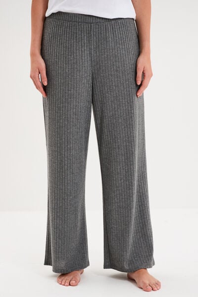 Bas de pyjama large c&ocirc;tel&eacute; long gris fonc&eacute; femme