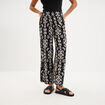 Pantalon fluide large taille &eacute;lastiqu&eacute;e noir femme