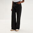 Jean large &agrave; clous coton denim noir femme