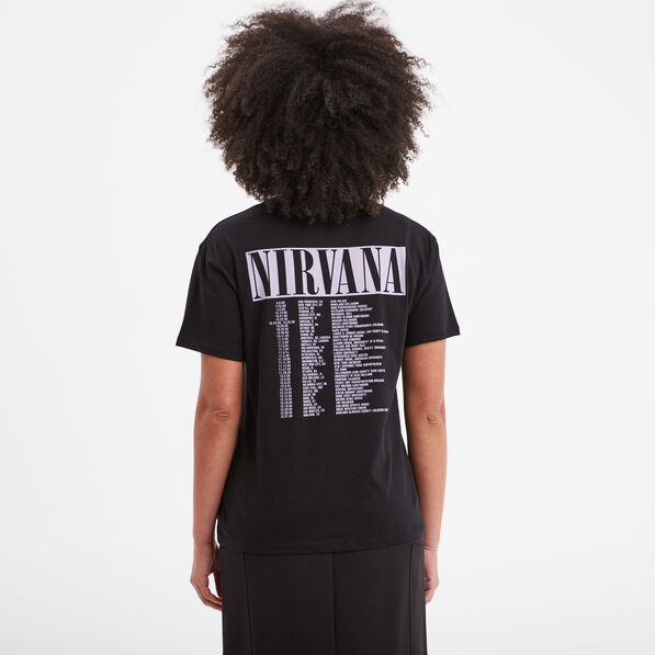 t shirt manches courtes coton nirvana noir femme T-shirt manches courtes coton Nirvana noir femme