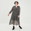 Robe longue évasée manches longues noir femme grande taille