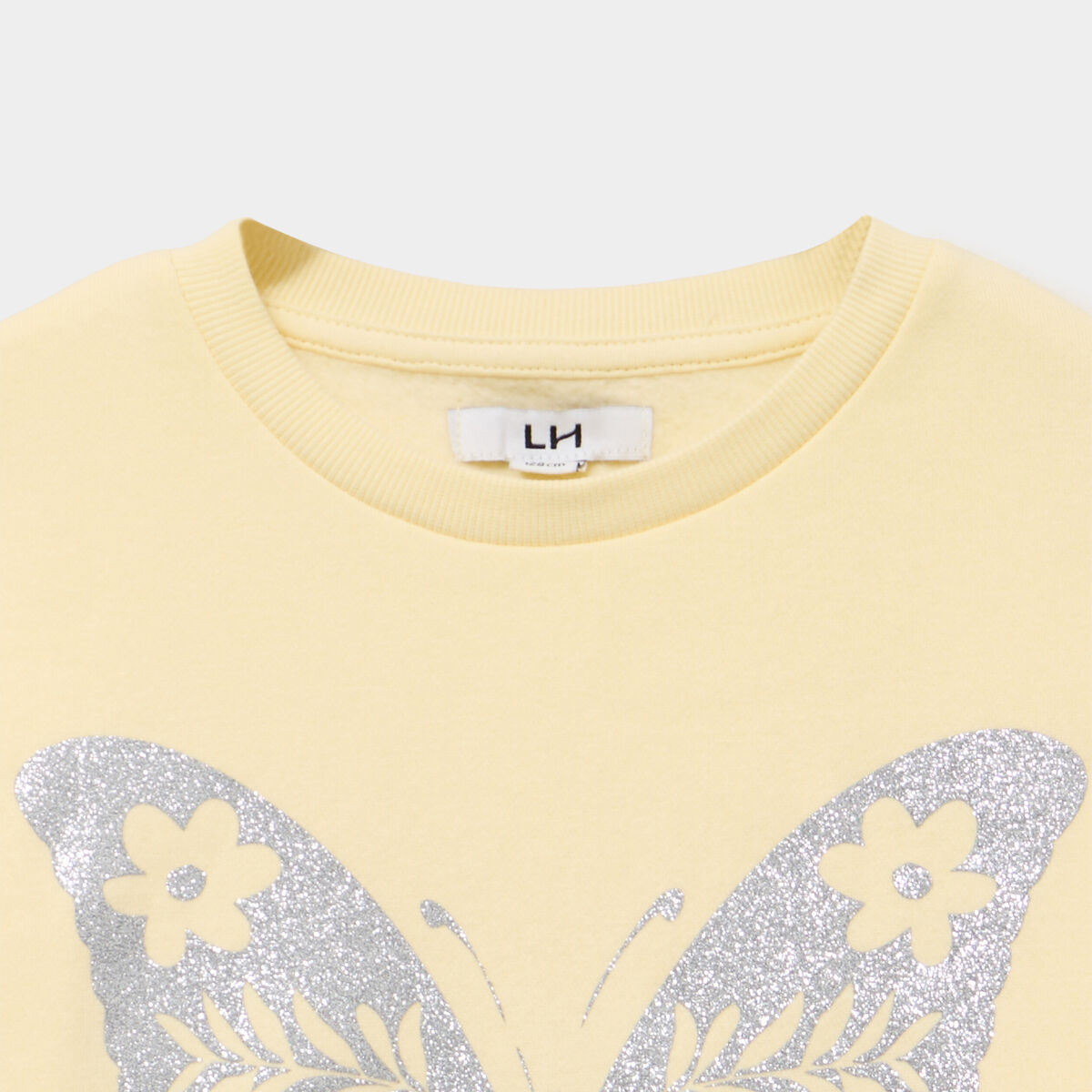 Sweat oversize col rond jaune clair fille