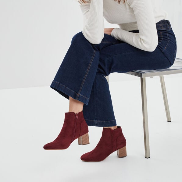 bottines suedines a talons bordeaux femme Bottines suédines à talons bordeaux femme