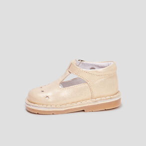 Salomés en cuir rose champagne bébé fille